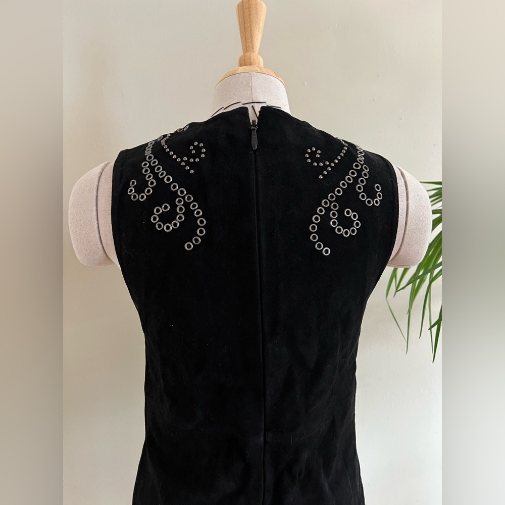 Suede Leather Mini Dress with Gunmetal Stud Detail XS - Picture 5 of 10